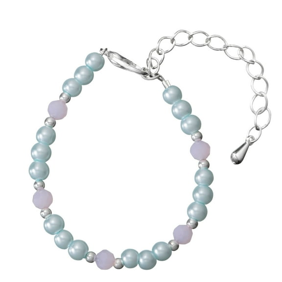 Crystal Dream Aqua and Pink Czech Glass Pearls and Crystals Toddler  Bracelet Gift with 2" Extender (BPG19)