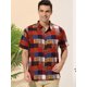 thumbnail image 2 of Lars Amadeus Camisas a cuadros hawaianas de manga corta con bloques de color para la playa de verano para hombre rojo XXL Unique Bargains Camisas, 2 of 6