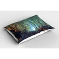 thumbnail image 2 of Ambesonne Teal Pillow Sham 2 Pack, Dark Forest, 26"x20", Brown Teal, 2 of 3