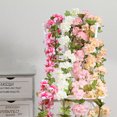 thumbnail image 3 of Bewildely 2x235cm Flores de cerezo Colgantes Guirnalda de mimbre Exquisita Flor falsa fresca Planta de vid para decoración de Navidad Rosa Type3 NO3, 3 of 6