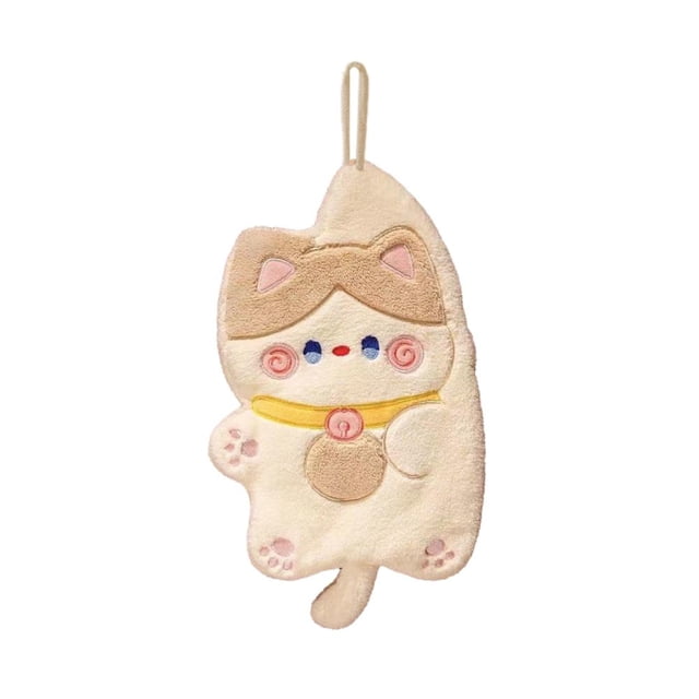 Double-Thick Cartoon Velvet Hand Towel with Hanging Loop - Soft Absorbent Design for Children and Adults
