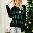 thumbnail image 4 of IROINNID Reduced Womens Sweater Round Neckline Pullover Sweater Print Comfy Mid-Length Long Sleeve Christmas Recreational Knitting Sweater Tops, 4 of 9