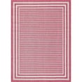 thumbnail image 4 of Well Woven Indoor/Outdoor Area Rug 7'10" x 9'10" Frankie Fuchsia Red Striped Border, 4 of 7