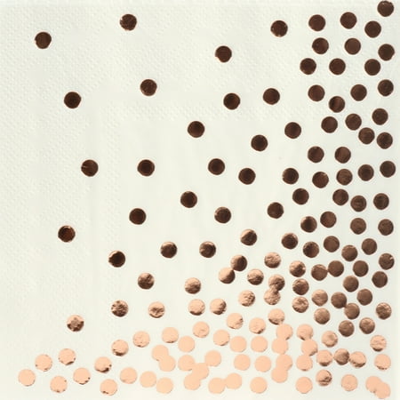 Golf Napkins - Koyal Wholesale Rose Gold Polka Dot Foil Beverage Napkins, 5-inch, In Bulk 100-Pack, Tableware For Cocktail Hour