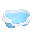 thumbnail image 2 of Semi-Enclosed Cat Litter Box Practical Cat Cleaning Bath Basin Plastic Cat Toilet (Blue, Size M), 2 of 8