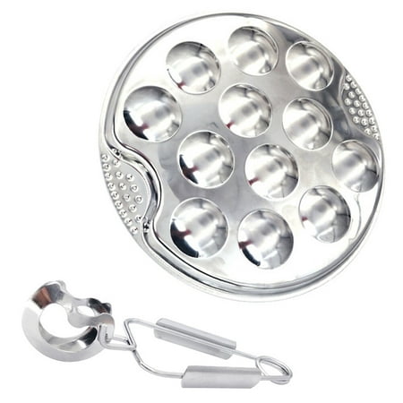 

HOMEMAXS 1 Set of Stainless Steel Snail Mushroom Escargot Plate with 12 Compartments