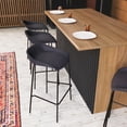 thumbnail image 2 of LeisureMod Servos Modern Barstool with Upholstered Faux Leather Seat and Powder Coated Iron Frame, Black, 2 of 9
