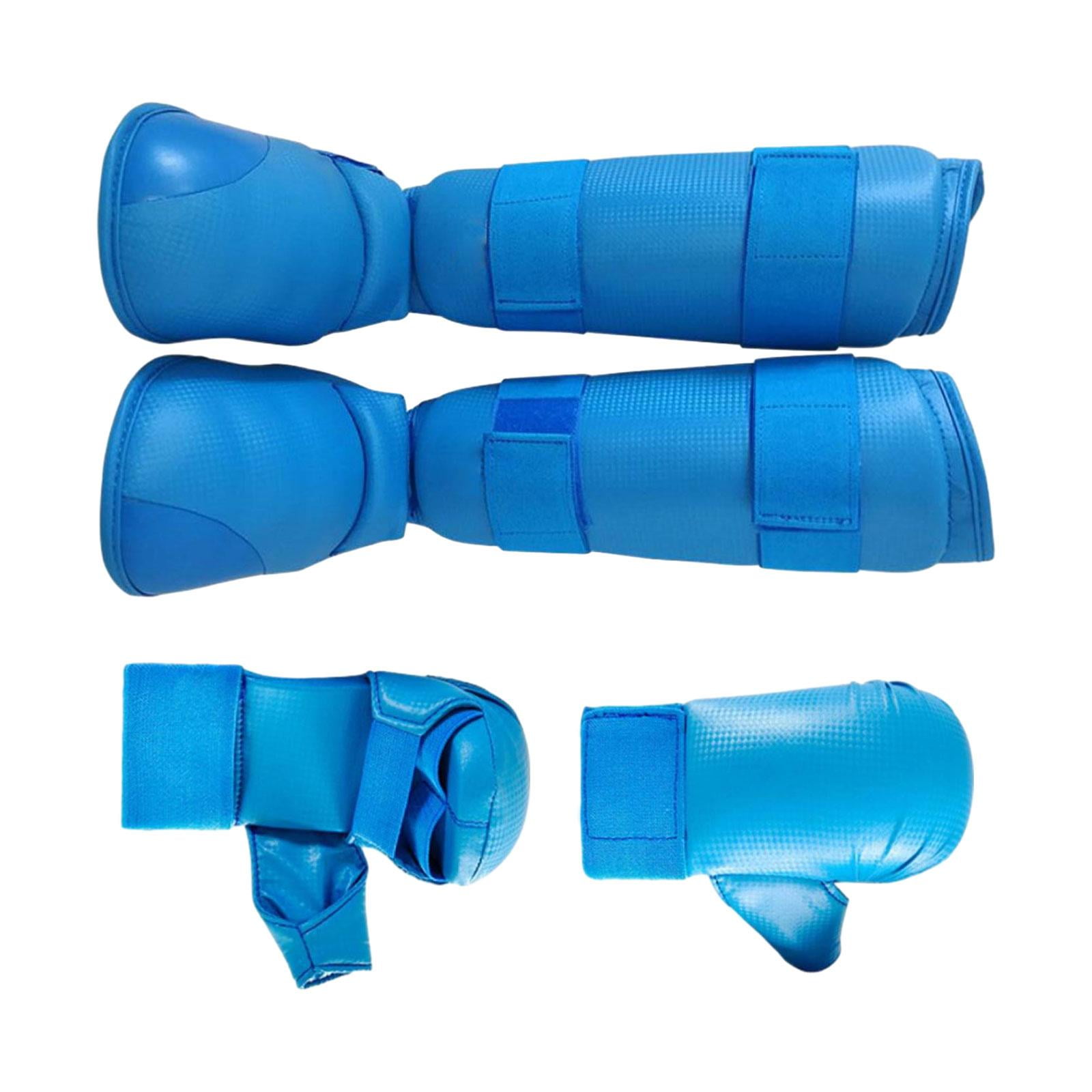 BAOSITY Karate Sparring Gear Set Boxing Gloves Shin Guards Taekwondo Training Punch Mitts, Punching Gloves Equipment for Mma Sparring M