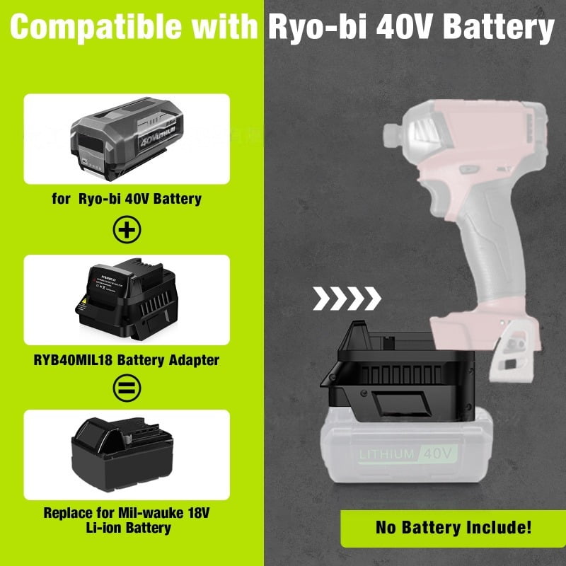 Battery Adapter for Ryobi 40V Li-ion Battery Convert To to Work for De*walt 20V Cordless Power Tools