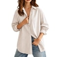 thumbnail image 6 of Bosfbaoi Long Sleeve Shirts for Women Vertical Striped Lapel Collar Drop Shoulder Long Sleeve Womens Tops Oversized Button Down Shirts, 6 of 9