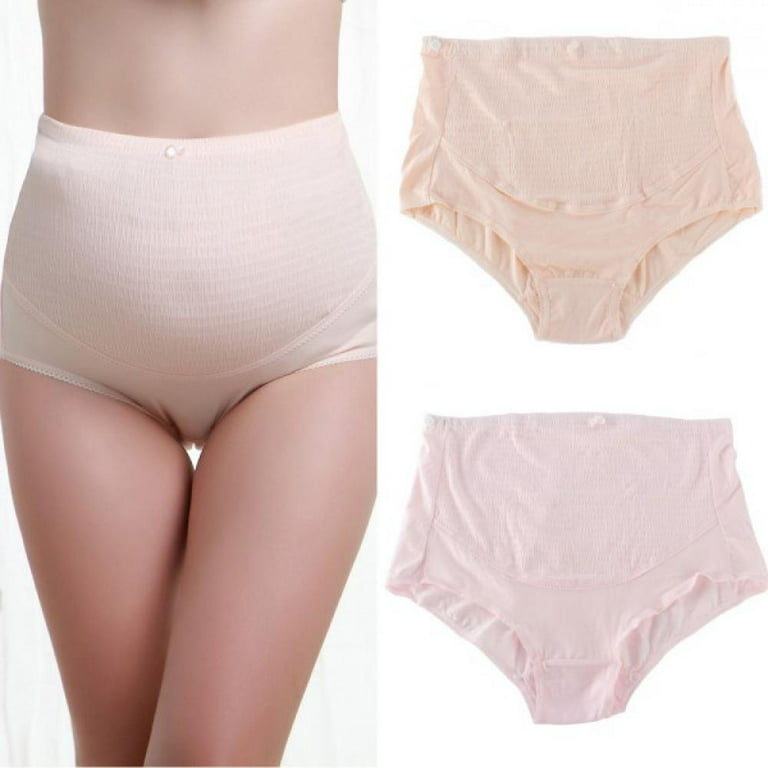 Cotton Women's Over The Bump Maternity Panties High Waist Full Coverage  Pregnancy Underwear 2-Pack