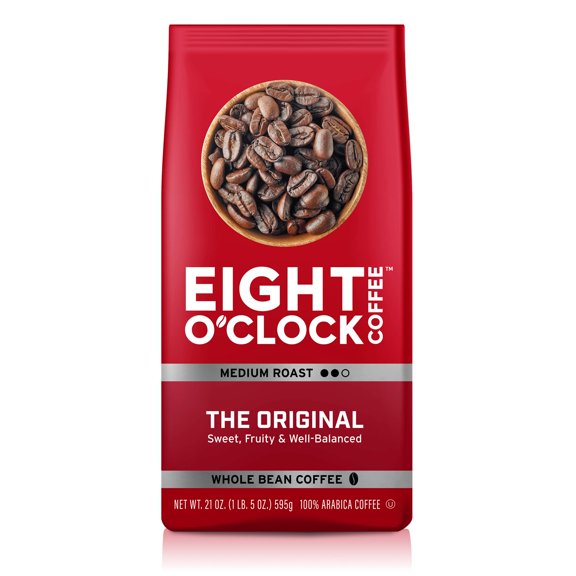 Eight O'Clock Coffee The Original, 21 Ounce (Pack of 1) Medium Roast Whole Bean Coffee, 100% Arabica, Kosher Certified