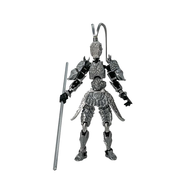 Titan 13 Action Figure,Stikbot Toys with Weapon Accessories,3D Printed Articulated Figurines, T13 Action Figure Robot, No Collector Should Miss It (Silver)