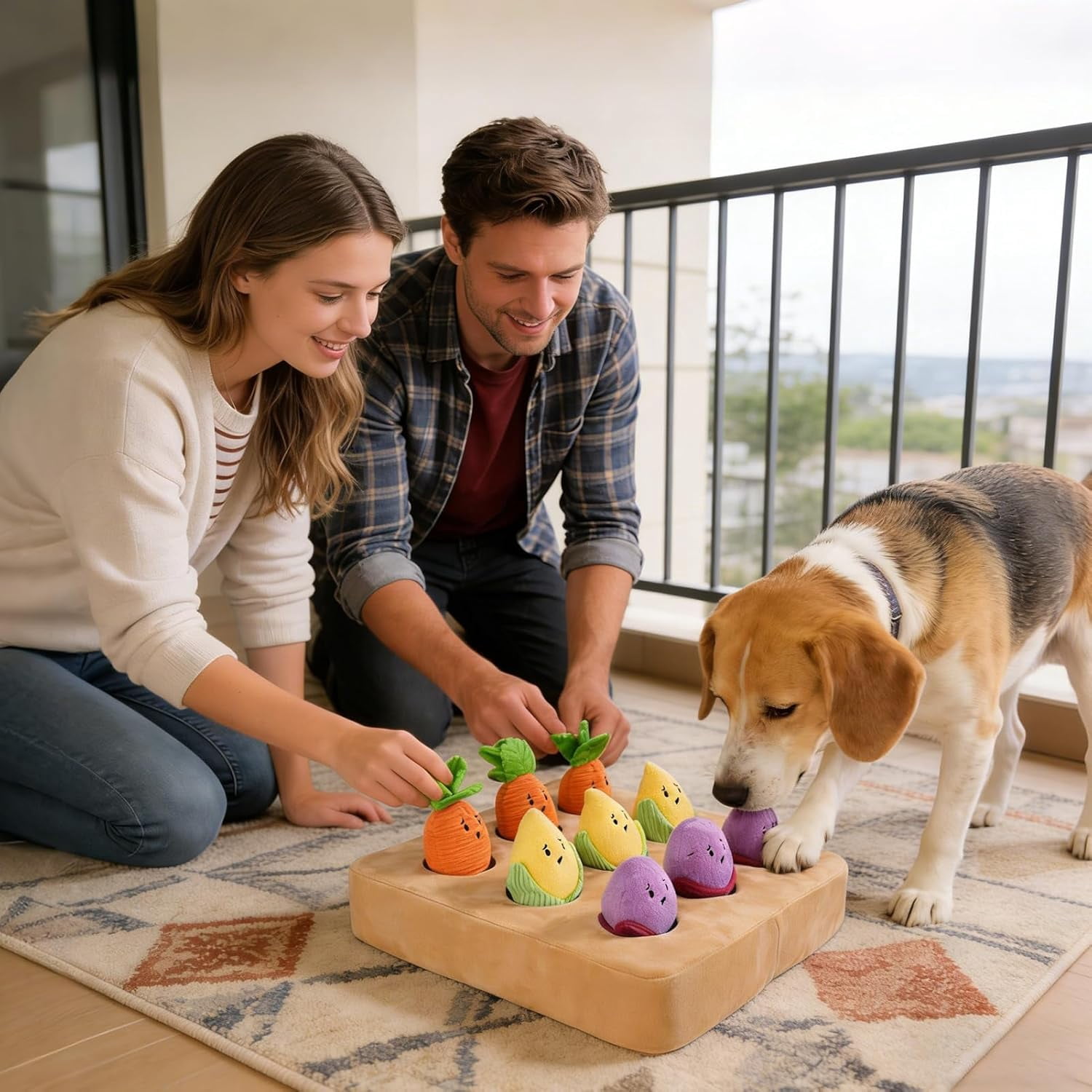 Carrot Dog Toy - Plush Relief Slow Feeder Pad | Mental Stimulation Dog Puzzle Toys - for Pet Puppy Kitten Small Medium Large Boredom Play Travel Home Indoor Outdoor