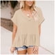 thumbnail image 5 of Fiudx Camisas de Mujer Blusa Sólida de Manga Corta con Volantes y Cuello En V para Mujer, 5 of 7