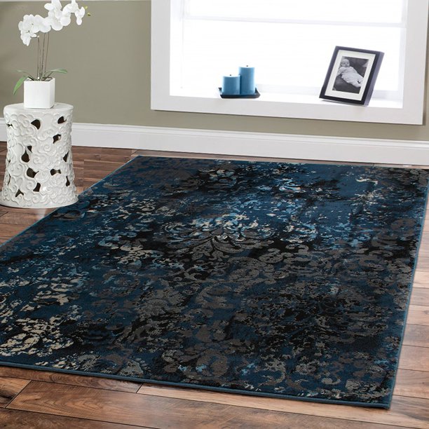 High Quality Premium Rugs 8x10 Black Blue Brown Rugs Under Dining Room 8 By 10 Contemporary Area Rugs On Clearance Walmart Com Walmart Com