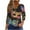 Blue, variant on Women's Carnival Print V Neck Button Sequin Loose 3/4 Sleeve Casual T-Shirt for Holiday Daily Wear