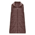 thumbnail image 6 of larppty Women Long Vest Solid Color Sleeveless Hood Winter Warm Puffer Vest Outwear (Wine, M), 6 of 8