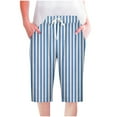 thumbnail image 2 of BSDJILFG Shorts for Women Striped Sleepwear Bottom Slim Fit Elastic Waist Drawstring Athletic Shorts with Pockets, 2 of 5