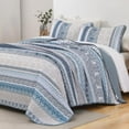 thumbnail image 2 of Boho Quilt Set Queen Size, Light Blue Bohemian 3 Pieces Quilt Sets, Lightweight Summer Bedspread Coverlet Bedding Set for All Season (96"x90"), 2 of 6