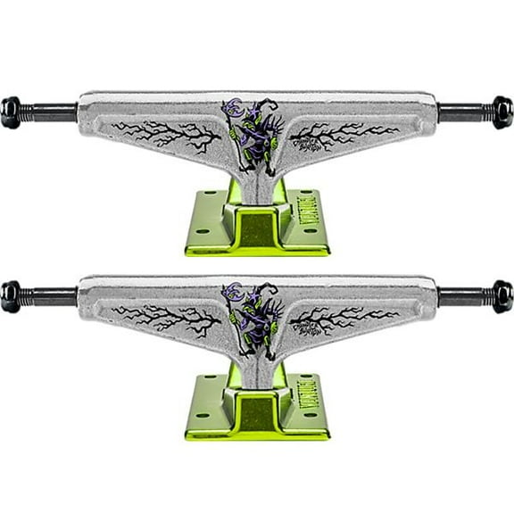 Venture Burton Pro VHL High Skateboard Trucks Polished/Green - Hanger 5.6" Axle 8.25" (Set of 2)