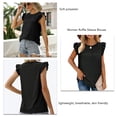 thumbnail image 3 of Mujeres ruffle manga Top redondo Masajeadores de cuello elegante transpirable verano camiseta blusa para el desgaste diario, 3 of 6