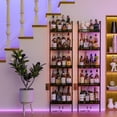thumbnail image 5 of Wine Rack with LED Lights, 5-Tier Freestanding Wine Bottle Holder for 50 Bottles, Wall Mounted Liquor Display Shelf for Kitchen, Bar or Dining Room, Wood and Metal, 17.28''L x 7.95''W x 68.5''H, 5 of 8