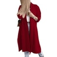 thumbnail image 3 of SAYOO, gabardina abierta por delante para mujer, cárdigan largo de manga 3/4 informal holgado de Color sólido para ropa de calle de otoño SAYOO  moda, 3 of 5