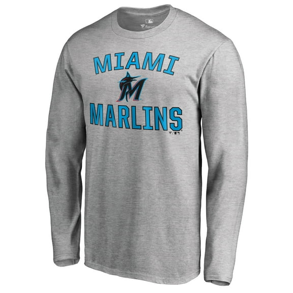 Men's Ash Miami Marlins Victory Arch Long Sleeve T-Shirt
