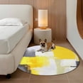 thumbnail image 2 of Round Rugs 7Ft, Yellow Grey Round Area Rug Washable Indoor Throw Carpet, Modern Abstract Art Geometric Oil Painted Large Non Slip Circle Rug for Dining Room Playroom Home Decor Aesthetic, 2 of 8