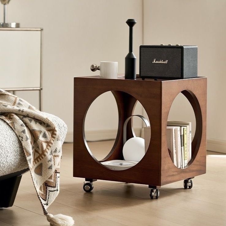 Chinese ancient style sofa side table home living room back and forth mobile coffee table simple mini corner table storage cabinet