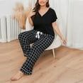 thumbnail image 6 of Daqian Plus Size Womens Pajamas Womens Fashion Leopard Home Wear Pajamas Two-Piece Suit Long Sleeve Pants Pajama Set Homewear Pajamas for Women Black XL(XL), 6 of 6