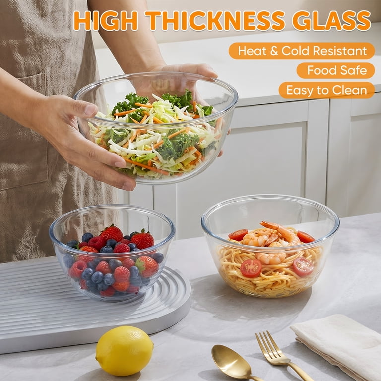 Vesteel 3-Piece Glass Mixing Bowl Set, Clear photo 6