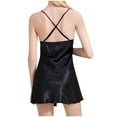 thumbnail image 4 of Abomasnow Womens Criss Cross Lace Pajama Dress Casual Sleeveless Backless Sleepwear Dress One Piece Satin Silk Lounge Wear, 4 of 4