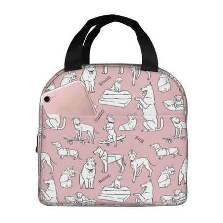 Insulated Lunch Bag for Women Men - Cute Dog Puppy white Leakproof Cooler Lunch Box for Women Men  Lunch Tote Bags for Work School Picnic Travel