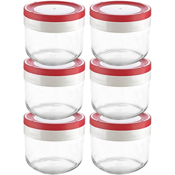 10oz Mason Jars Overnight Oats Container With Lid, 6 Pack Glass Canning Jars, Wide Mouth Mason Jars With Lids Plastic Airtight Rubber - Clear Jars for Food - Freezer/Dishwasher Safe