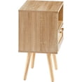 thumbnail image 4 of 15.75" Rattan End Table with Drawer and Solid Wood Legs, Modern nightstand, Side Table for Living Room, Bedroom (Basics Model, Natual), 4 of 7
