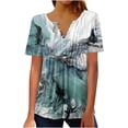 thumbnail image 2 of RT5YKing Blouse d'Été Sexy à Manches Courtes Col en V Boutonnée Imprimé Floral pour Femmes, 2 of 5