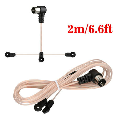 TSV Indoor FM Antenna 75 Ohm F Type Male Plug Connector Coax Coaxial Cable Wire for Table Top Home Stereo Receiver Radio Receiver (Best Indoor Fm Stereo Antenna)