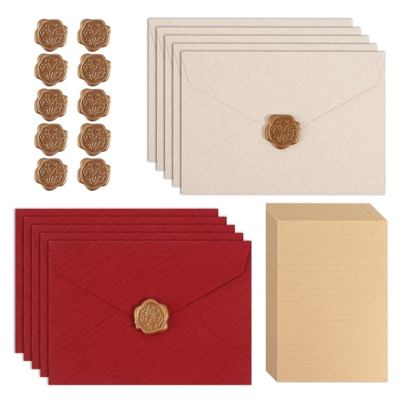 Retro Themed 35Piece Stationery Set With Envelopes Letter Sheets Seal For Wedding Invitations Love Letter