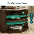 thumbnail image 5 of Linsy Home Fluted Coffee Table Sets 3 Pieces, Wood Living Room Table Set Include Coffee Table Round with Large Storage, Fluted End Table Set of 2, Walnut, 5 of 9
