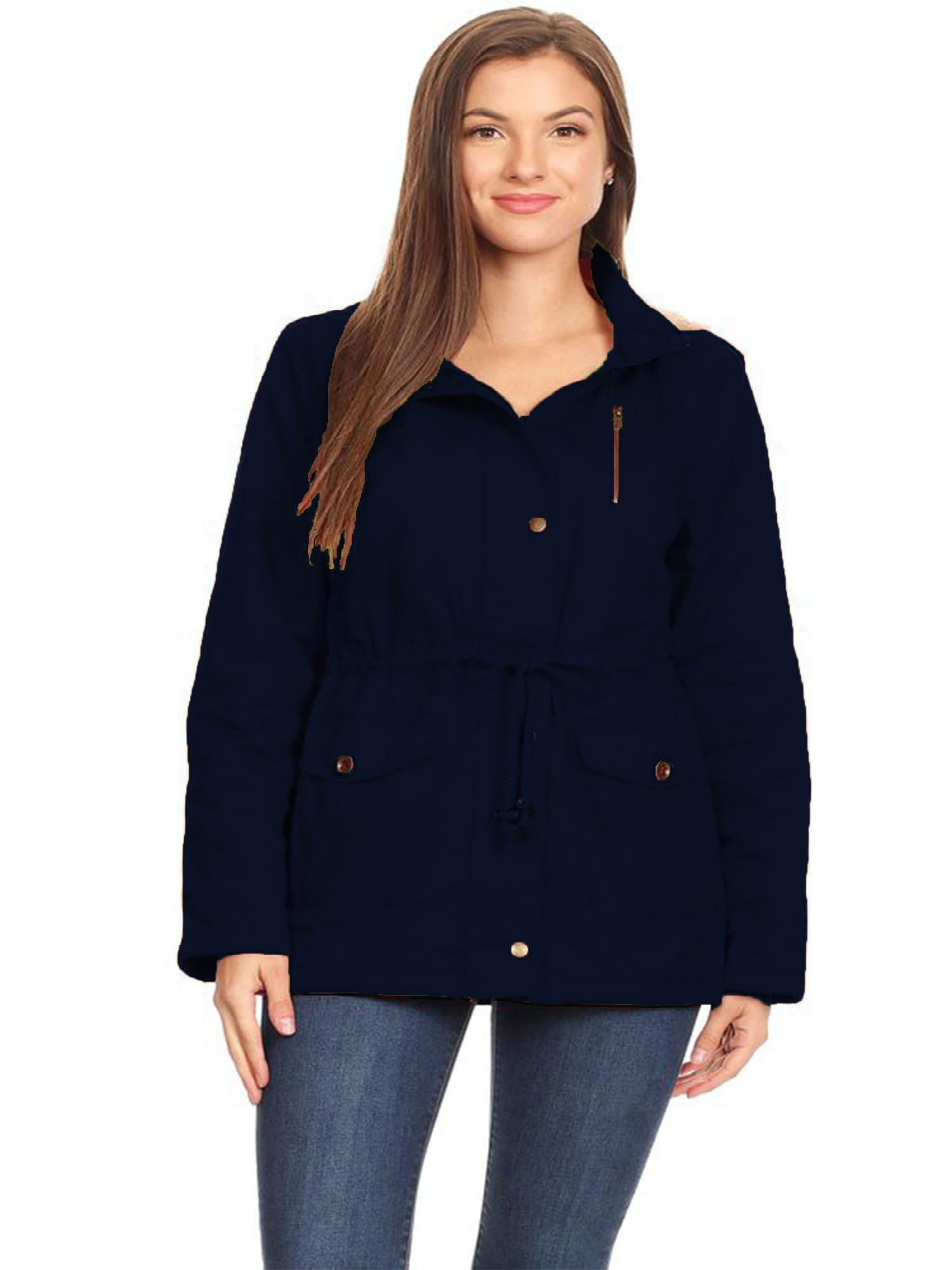 FashionJOA - Women's Solid Basic Zipper Front Utility Jacket Coat with ...