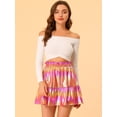 thumbnail image 3 of INSPIRE CHIC Women's High Waist Metallic Shiny Ruffle A-Line Mini Short Skirt Pink L, 3 of 6