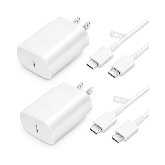 Eryueer 25W Type C Charger Fast Charging 10 ft, USB C Charger Block & Android Phone Charger Cord 10 Foot Compatible with Galaxy S25 Ultra/S25/S25 /S24 Ultra/S24/S24 /S23/S22 Ultra-White