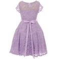 thumbnail image 2 of Little Girls Illusion Lace Top Stone Belt Easter Flower Girl Dress Lavender 4 (J19KS88), 2 of 3