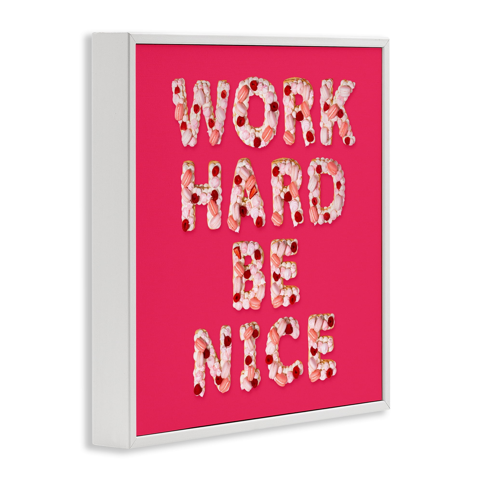 Work Hard Be Nice White Framed Giclee Art, design by LISH Creative