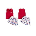 thumbnail image 2 of BemeyourBBs Toddler Baby Girl 4th of July Outfit I Love USA Patriot Independence Day Outfit Infant Baby Girl Summer Clothes Sleeveless Lapel Ribbed Tank Tops Star Heart Print Pleated Skirt Set, 2 of 9