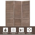 thumbnail image 6 of 3 Panel Wood Room Divider Folding Privacy Wall Divider 67" x 16.9" Each Panel Folding Screen for Home Office, Brown, 6 of 7