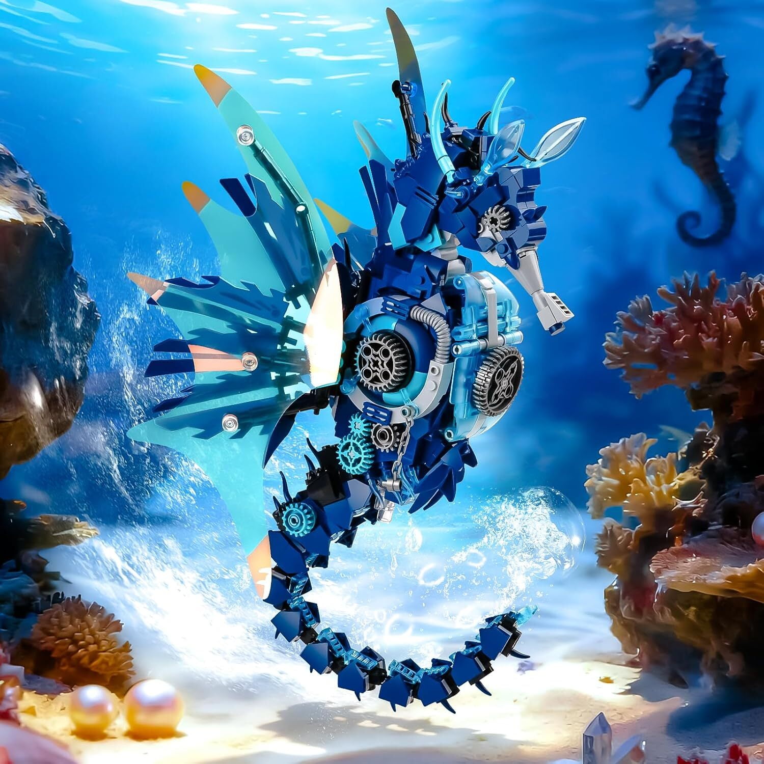 Goirzi 1003Pcs Mechanical Seahorse Building Blocks Set - Animals Building Blocks Toys for Kids and Adults