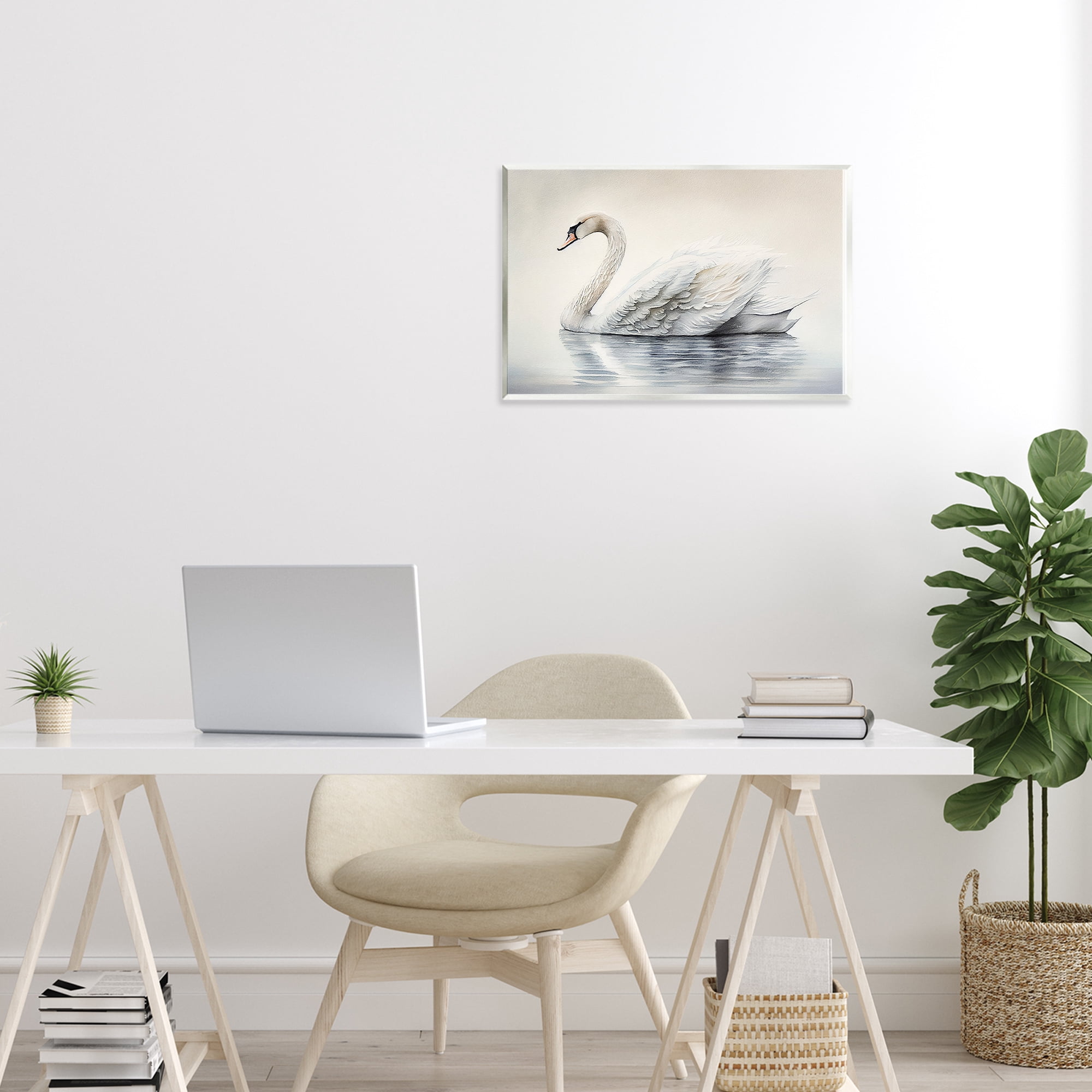 Elegant Floating Swan Wall Plaque Art, design by Sasha